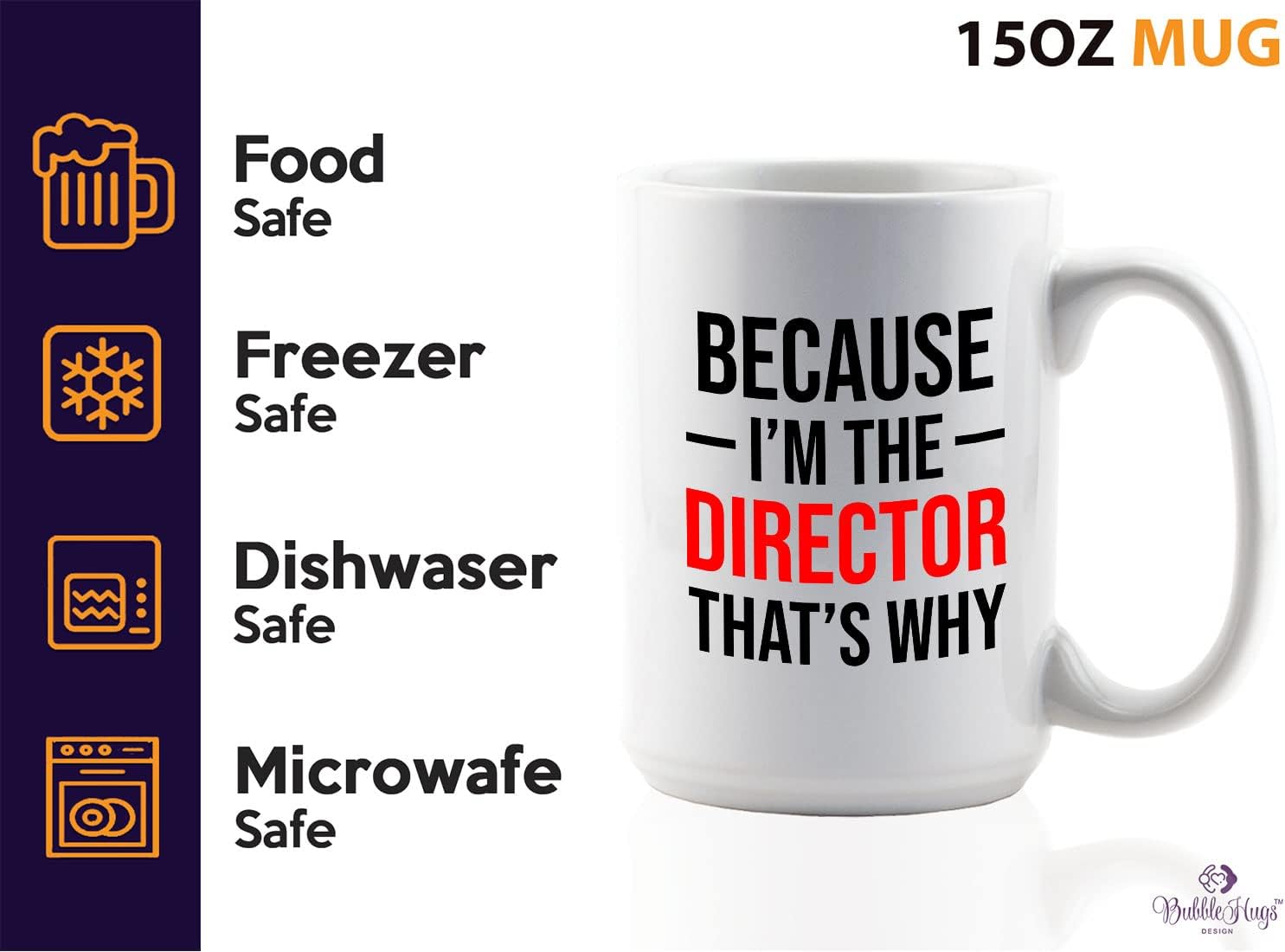 Movie Director Coffee Mug 15oz White - Because I'm the director that's why - Director Manager Boss Leader Coworker Appreciation Work Bestie image 4