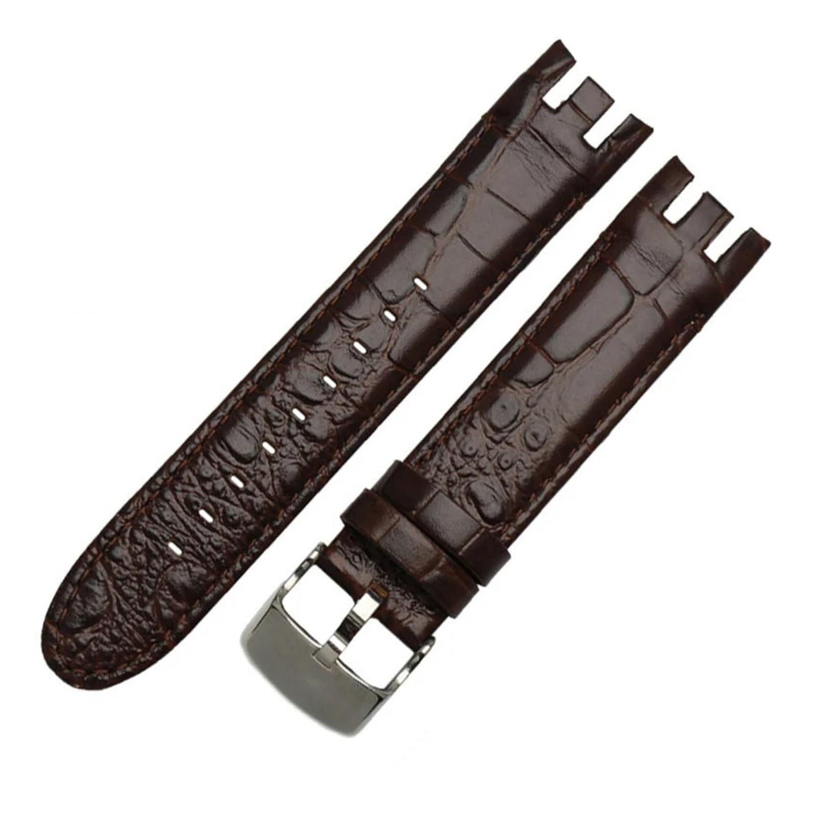 YINGO Pulsera De Reloj Cuero Genuino For Hombre, Correa Extremo Curvado 21mm, Compatible Con Modelos Swatch YRS403 412 402G