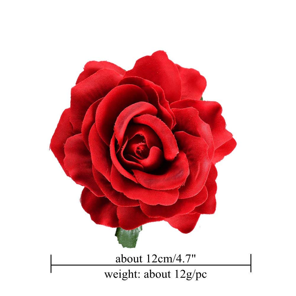 inSowni 9 Pack Big Red Rose Flower Hair Clips Barrettes Brooches Pins Accessories for Women Girls Brides, 1 count (Pack of 9) - Image 4