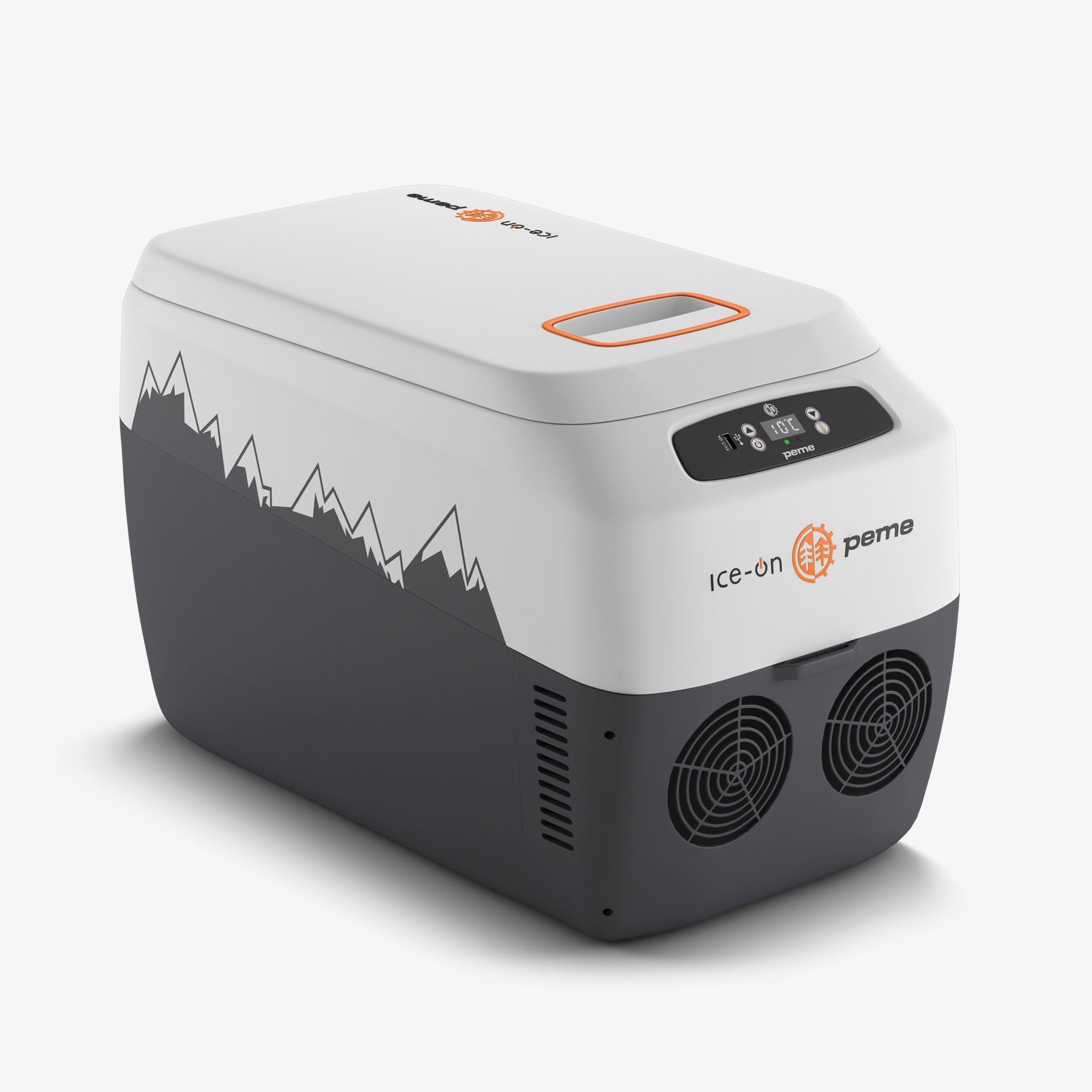 peme Ice On 28,3L – Przenośna lodówka termoelektryczna z wyświetlaczem LCD, portem USB, podwójnym zasilaniem 12V/230V – Idealna na camping, podróże & do samochodu