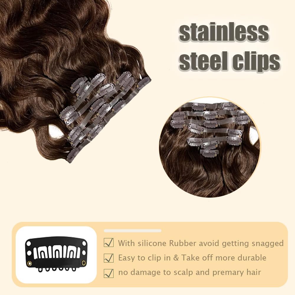 Body Wave Clip In Extensions Echthaar Perücke Damen Human Hair Extensions #4 Chocolate Brown Menschliches Haar Bundles With Minimal Shedding For Women 28 Inch