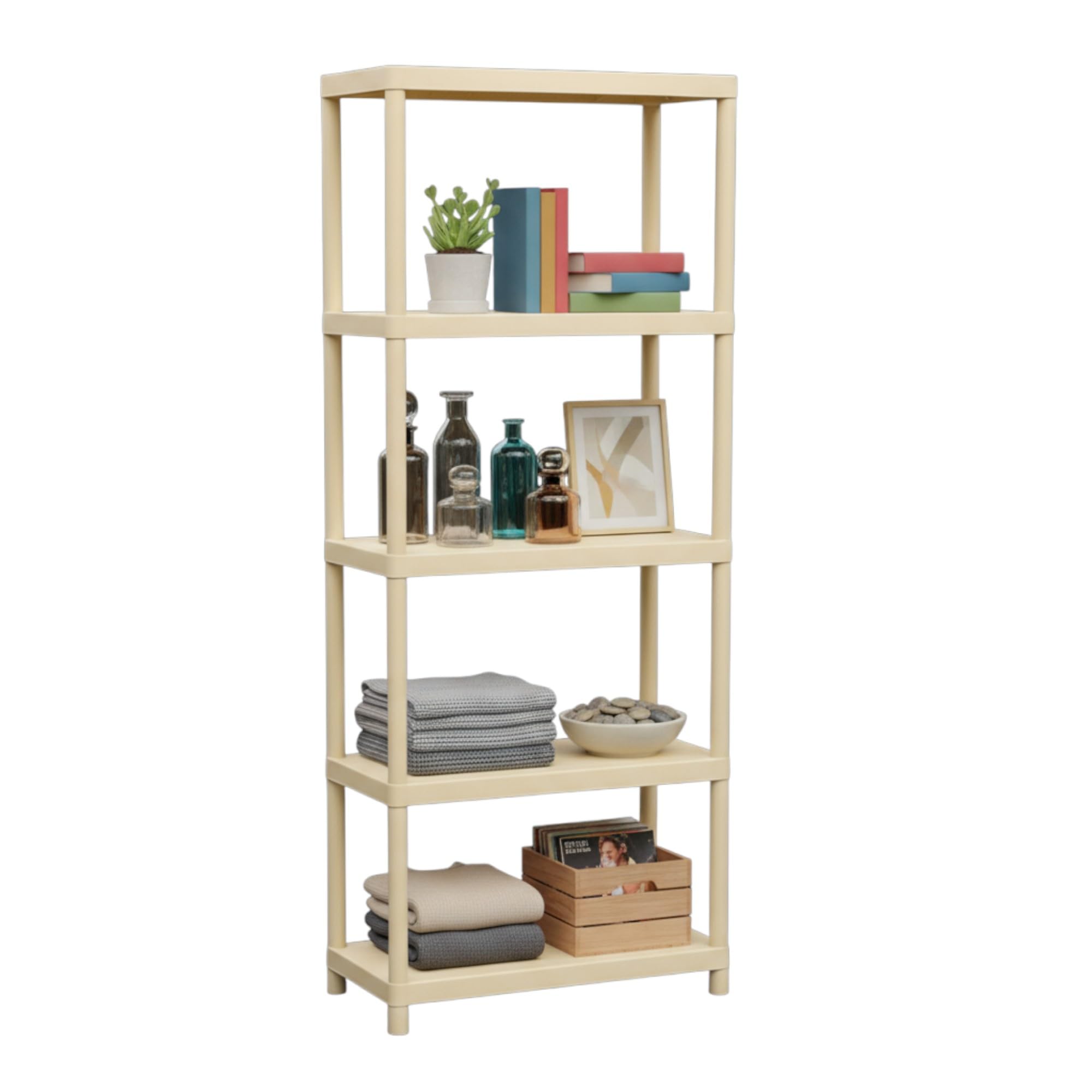 COSHANO Estantería Modular de Almacenamiento Estante de almacenar plastico Polipropileno (5 Baldas 180x60x30cm Beige)