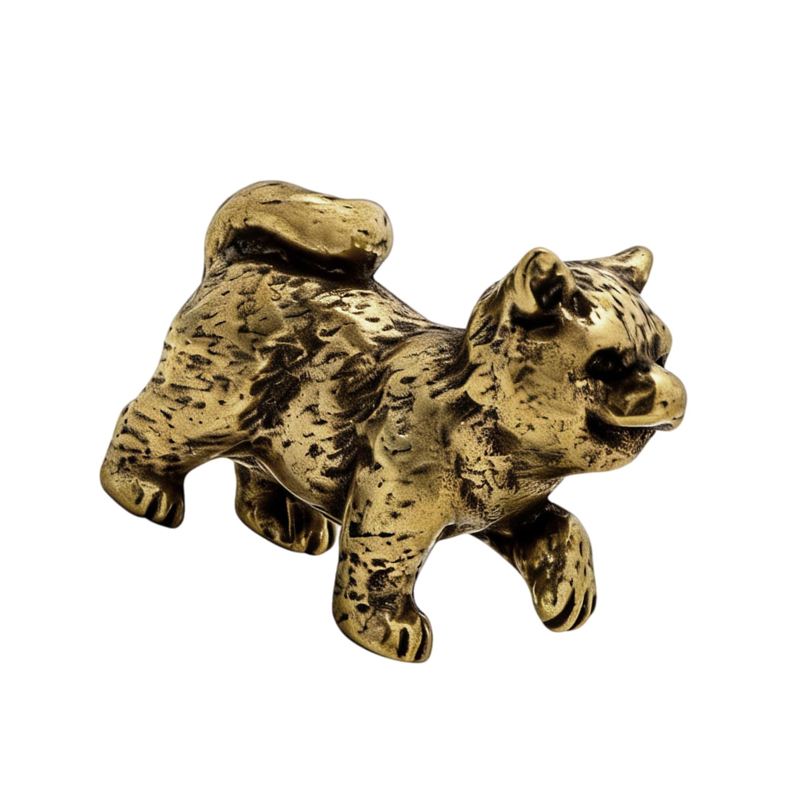 Kaeltsyn Brass Chinese Rural Dog Miniature Statue Fengshui Ornament for Home Decor Cultural Gift Decors