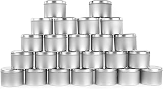 YRYM HT Tontenitori per Candele 24pc 8oz Barattoli di candela con coperchio per kit candele fai da te Conservare Candele Conservazione di oggetti con etichette (Argento)