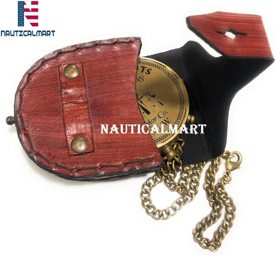 Engraved Compass Personalized | Graduation Gift Compass for Son, Daughter | Keepsake Antique Brass Pocket Compasses for Grandson, Granddaughter | Leather Case and Chain