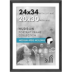 Americanflat 24x34 Poster Frame with Polished Plexiglass - Black Picture Frame - Wide Photo Frames Made of Engineered Wood for Vertical or Horizontal Wall Display - Epic Collection - Black