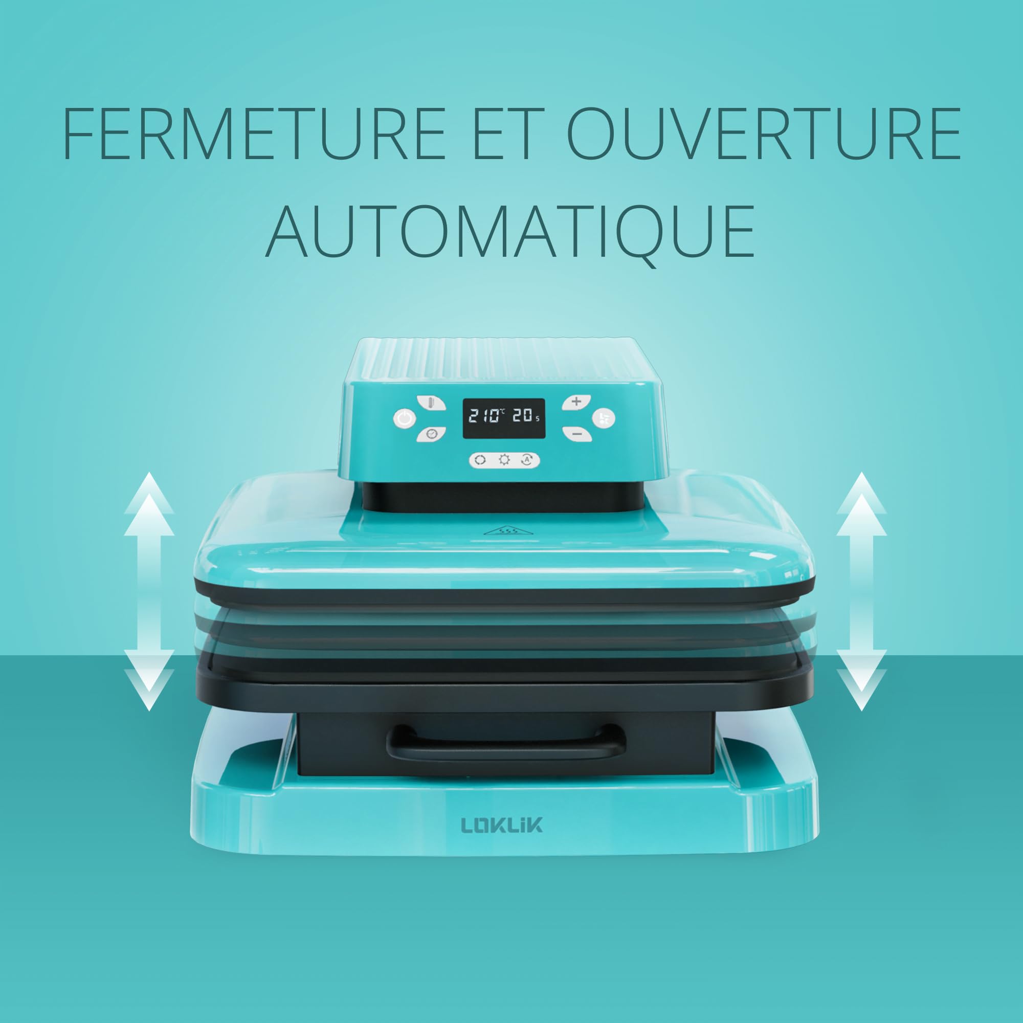 LOKLIK Presse à Chaud Automatique Pour Repasser des t-shirts, des Pulls, des Couvertures, des Sacs Fourre-tout et d'autres Textiles - Personnalisez Avec du Vinyle - Imprimante à Sublimation