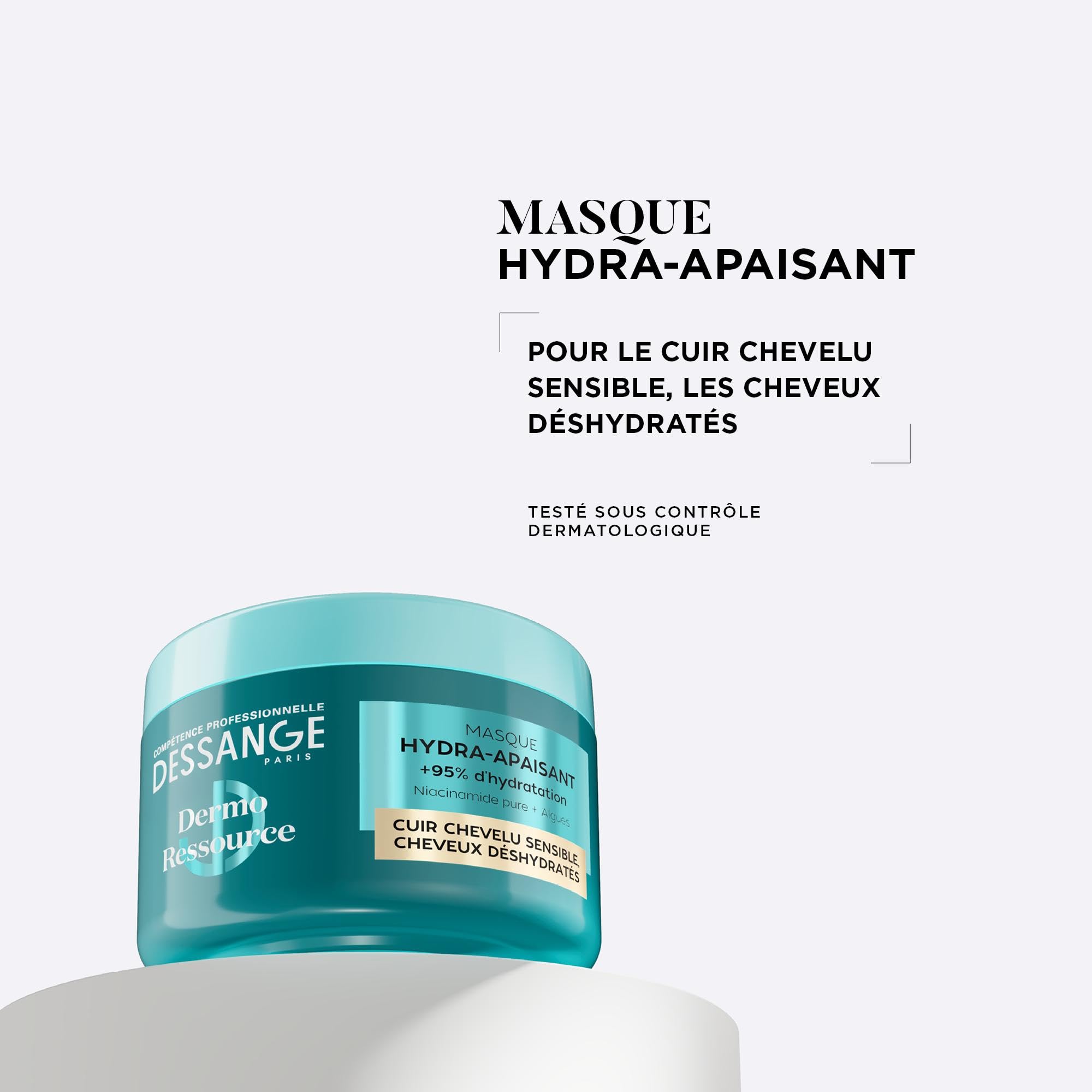 Image secondaire de Masque Hydra-Apaisant Dermo Ressource Dessange - Hydratation & Apaisement pour Cuir Chevelu Sensible - 280ml