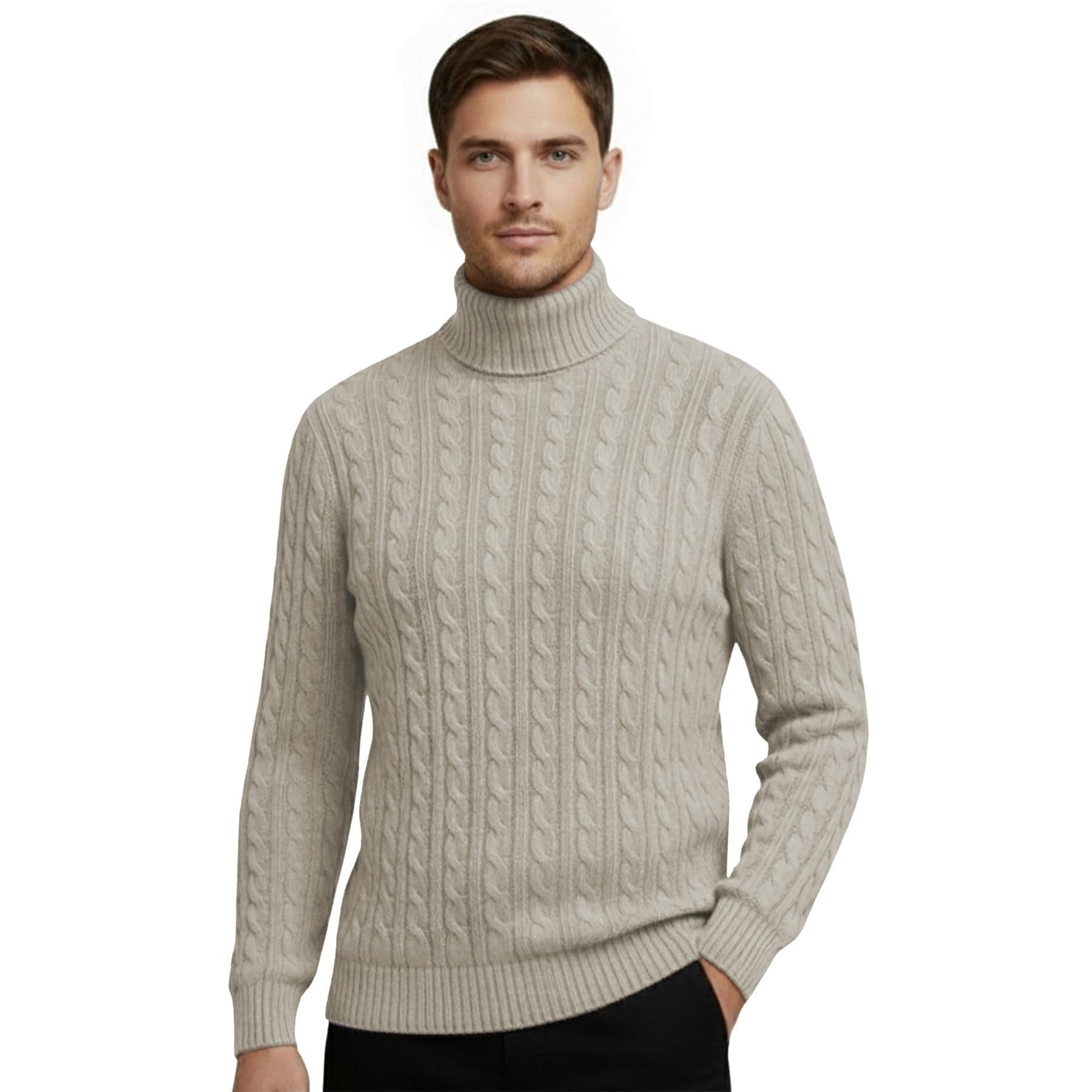 Hamishkane Mens High Polo Roll Neck Jumper, Cable Knitted Long Sleeve Turtle Neck Sweaters, Casual Pullover Winter Jumpers for Men UK