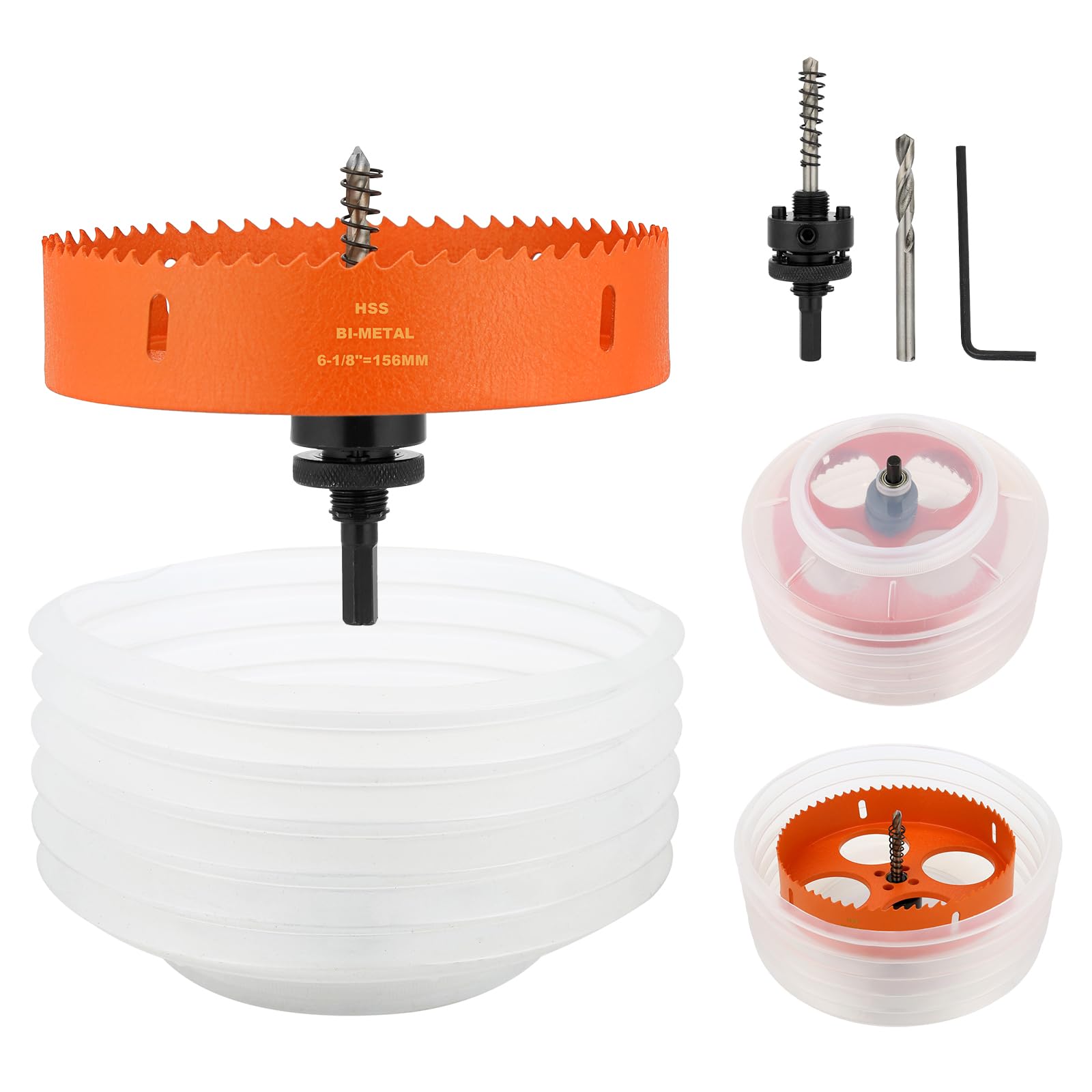 6 1/8 Hole Saw for Recessed Lights, 6.125 Inch Bi-Metal Hole Cutter Kit with Dust Bowl Catcher for Led Recessed Lighting 6 Inch, Ceiling, Wood, Drywall and Plastic