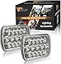 Partsam 2PCS Rectangle H6054 LED Headlights 5x7 7x6 Headlamp Hi/Low Sealed Beam H4 9003 Plug 6054 H5054 Compatible with S10 Blazer Express Van/Wrangler YJ XJ Cherokee Truck Van