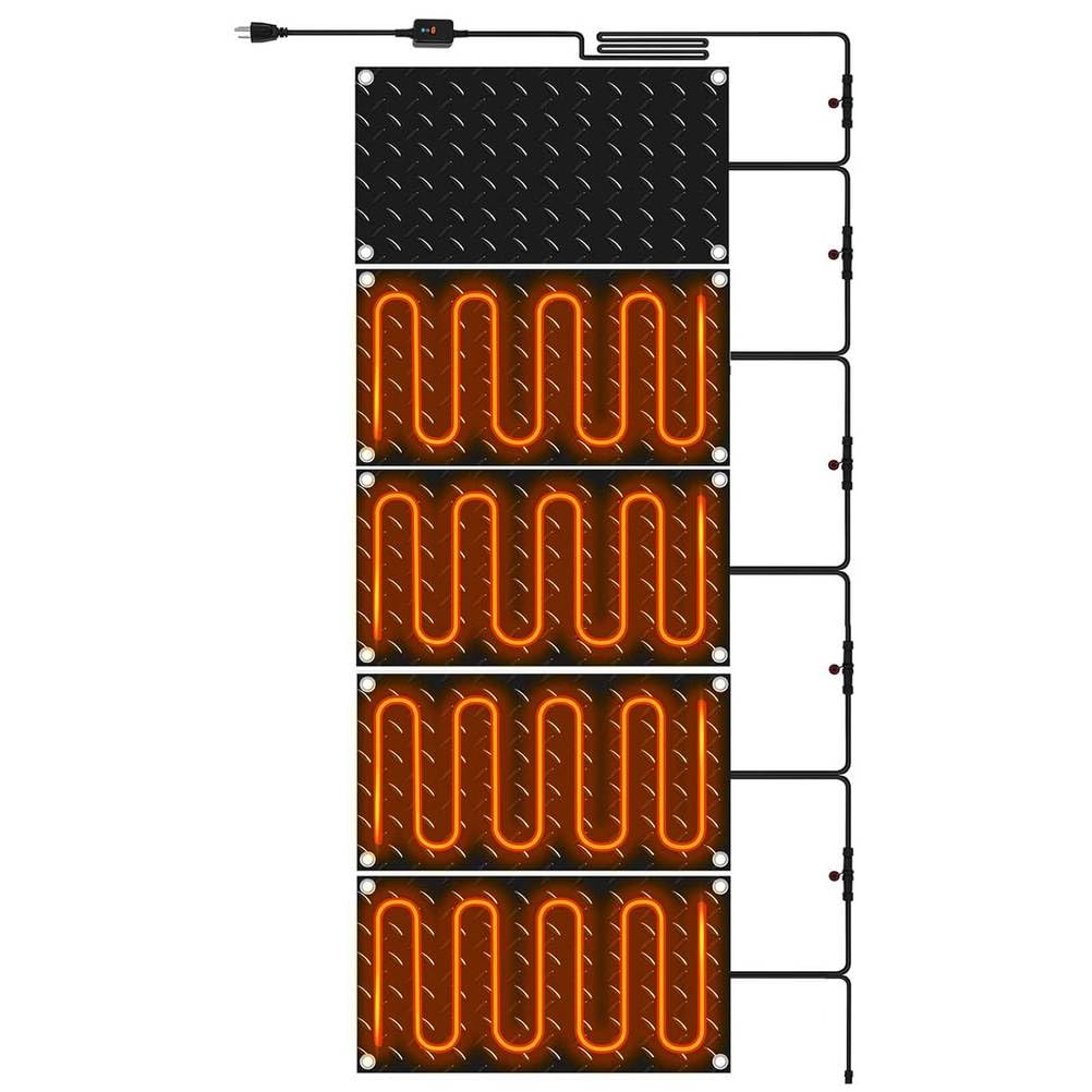 Beheizte Schneeschmelzmatten, Beheizte Außenmatten für Gehwege, Elektrische Schneeschmelzmatten für Terrassen und Gehwege, rutschfeste Beheizte Gehwegmatte zum Schmelzen,5 pcs,25.4x38.1cm