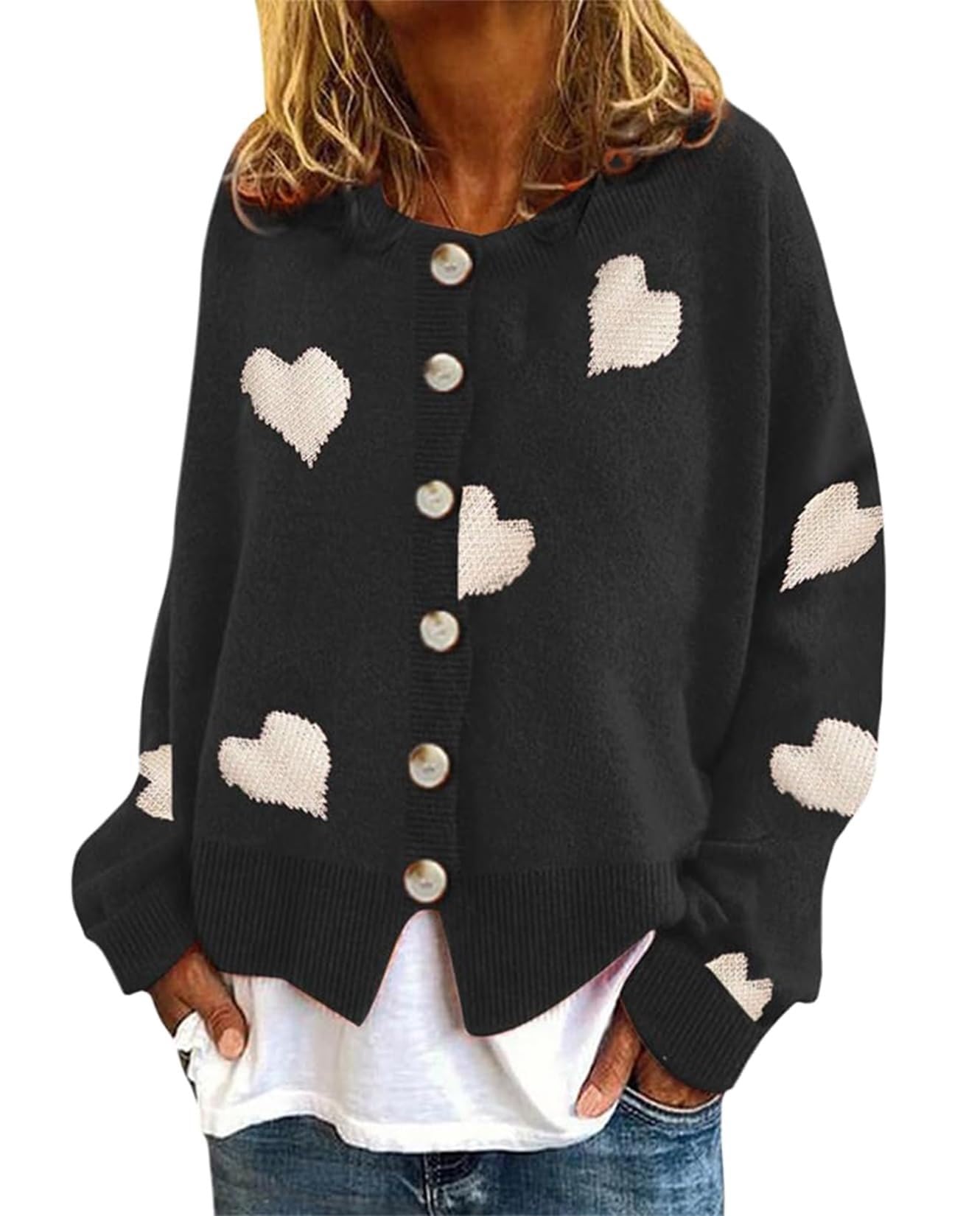 Womens Floral Cardigan Sweaters Long Sleeve Open Front V Neck Button Down Y2K Cute Daisy Knit Cardigan Coats