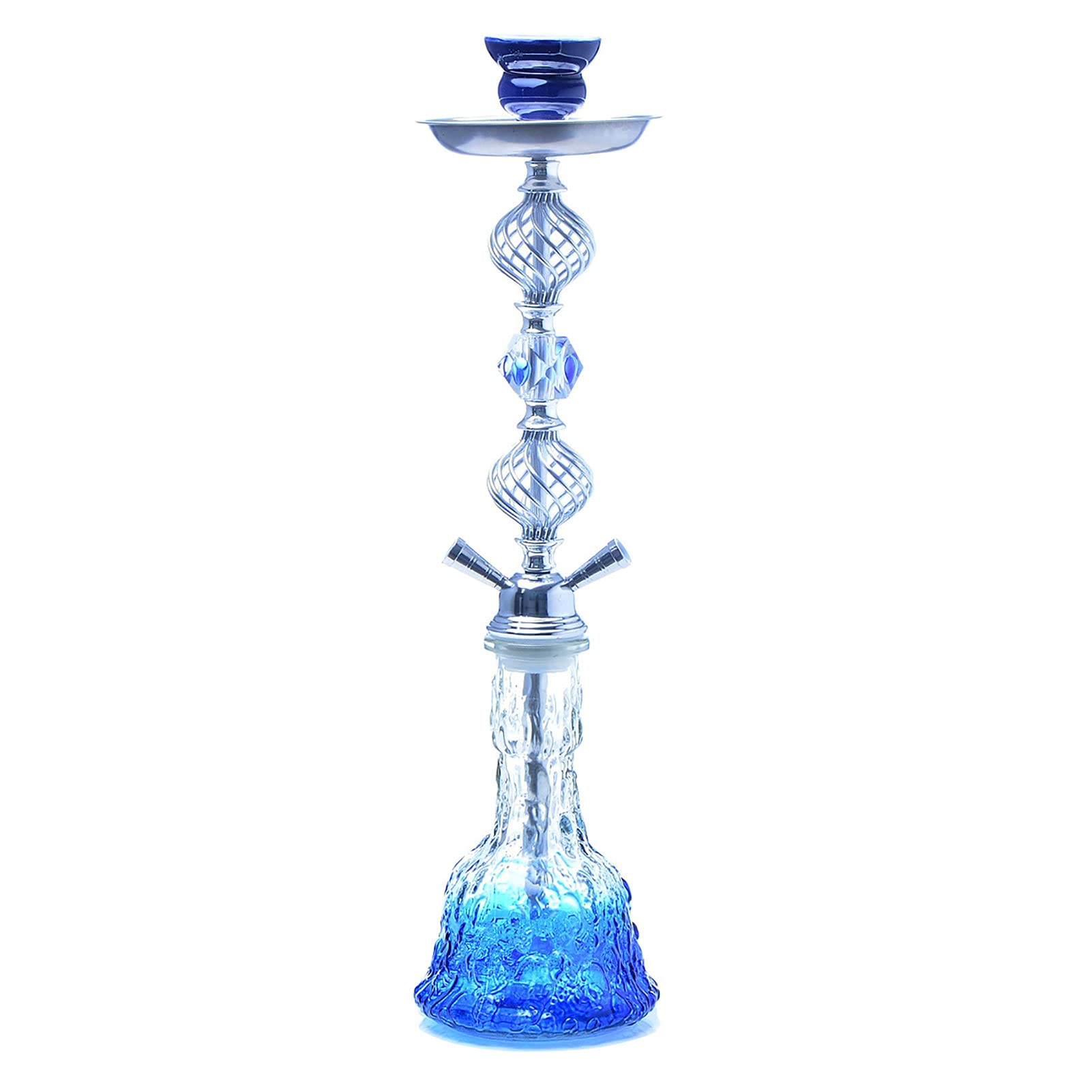 Vidrio de lujo Shisha 2 Manguera Premium SHISHA STEM MEDIO MEDIO DE MEDIA 50 CM Kit de narguile con base de vidrio, tazón de cerámica y pinzas de carbón de cenicero B