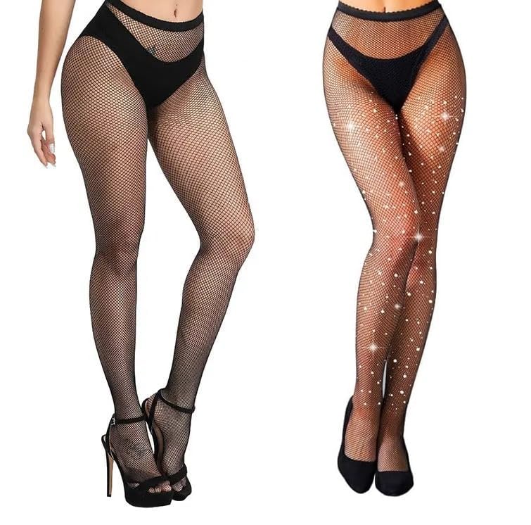 Knitting Net Grid Style Free Size Stockings | High Waist | Thigh Length | Ankle Length Pantyhose Tights Fishnet Stockings for Women's & Girls