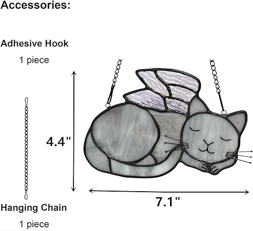 Miniatura 2 de Darscze Regalos conmemorativos de ángel y gato con vitrales por pérdida de gato, regalo de condolencia de gato, regalos de recuerdo de mascotas para