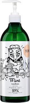 YOPE - Natural Washing-Up Liquid Mint Mandarin Gentle for Hands Vegan Cruelty Free Paraben SLS Free with Ecolabel Certificate Cleaning Shine Skin Care - 750 ml