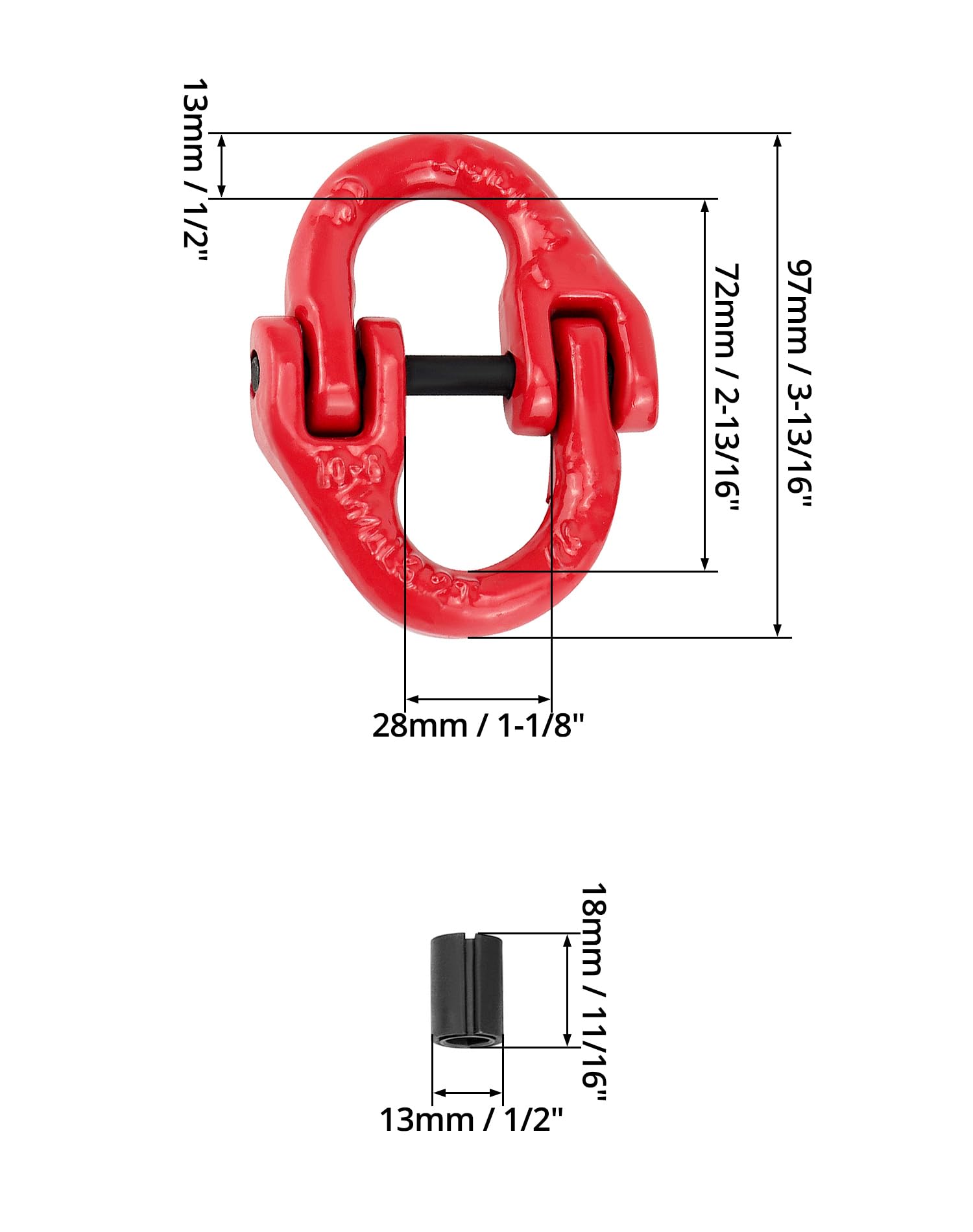 QWORK 10 Pcs Red Painted G80 Alloy Steel Connecting Link, 3/8