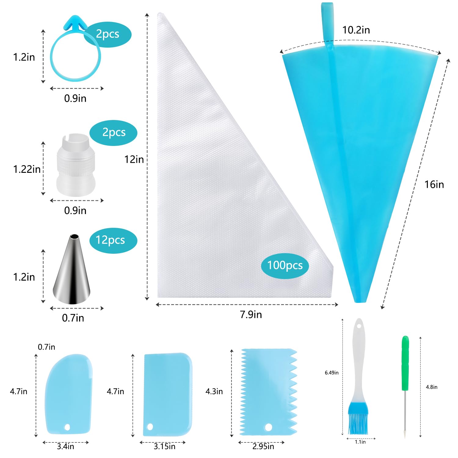 100 bolsas gruesas desechables para glaseado, bolsas de pastelería desechables de 12 pulgadas, resistentes y antiestallidos, para decoración de pasteles, para chocolate, glaseado real, cupcakes, crema