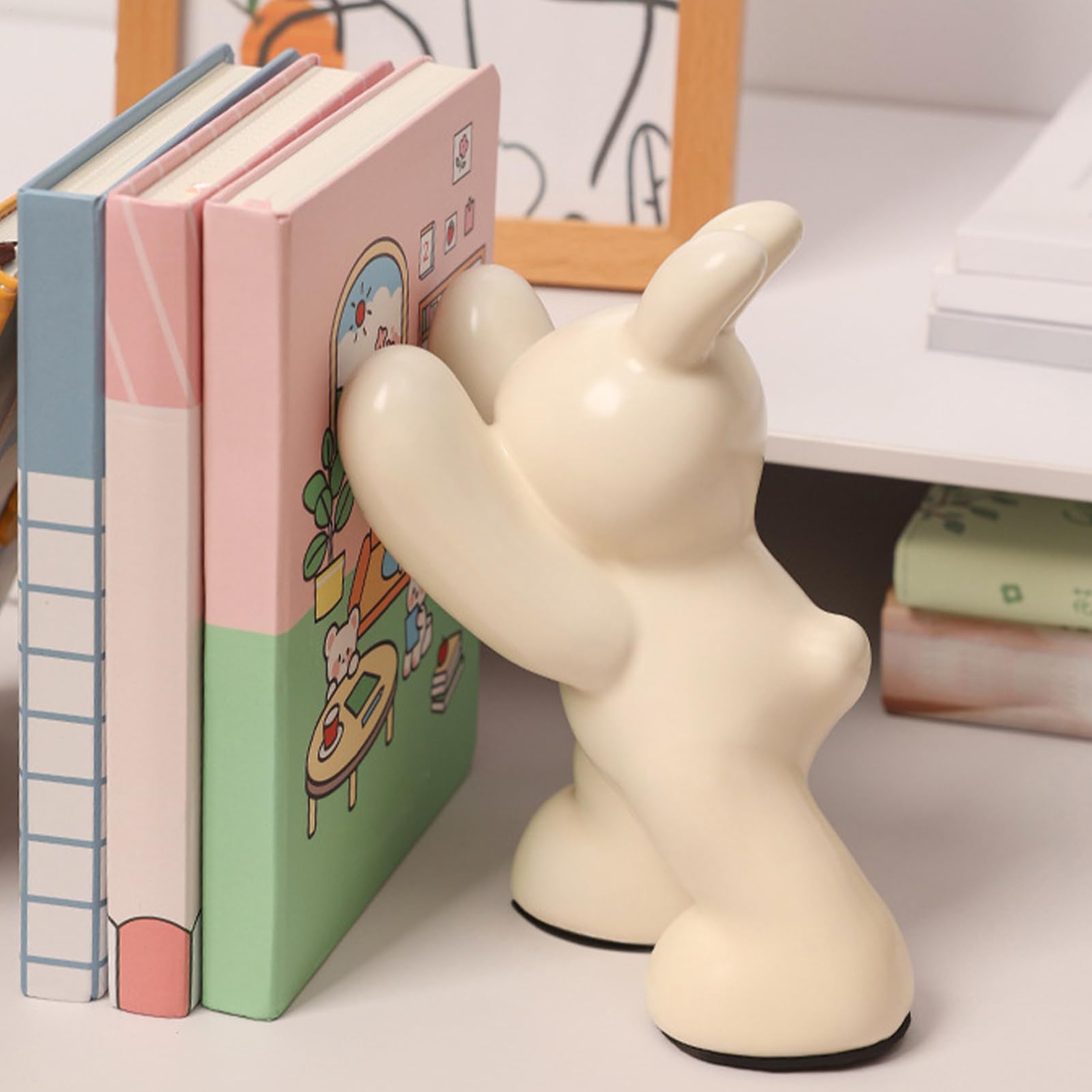 Podpórki Do Książek Na Podtrzymujący Książki Na Półce | Ceramiczna Rzeźba w Kształcie Króliczka, Organizery dla Miłośników Czytania