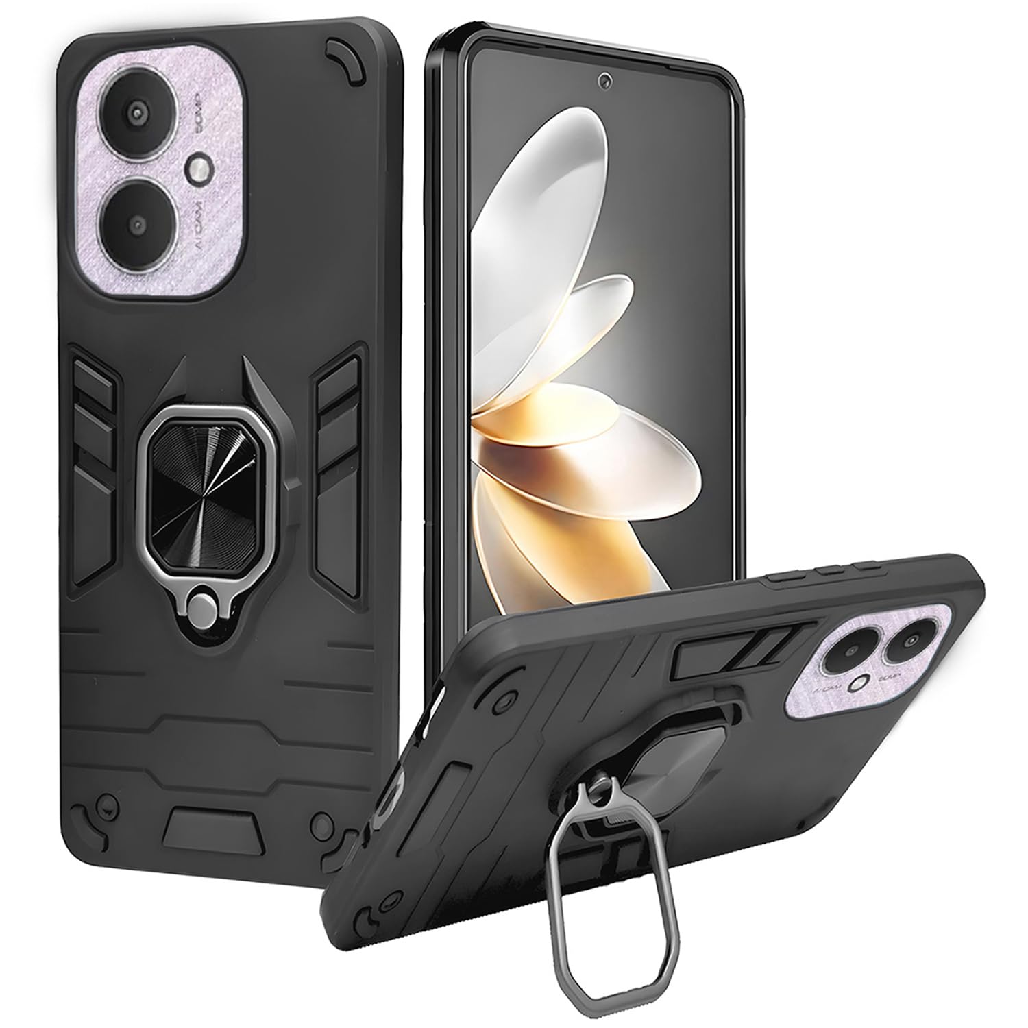 A rtistque Armor Bumper Back Case Cover for Mi Redmi 13C 4G / 13C 5G / Poco C65 / Poco M6 5G | Stylish Ring Holder & Inbuilt Stand | Shockproof TPU Protective Design | 360 Degree Back Cover - Black (B0CVDZ5TN7) Amazon Price History, Amazon Price Tracker
