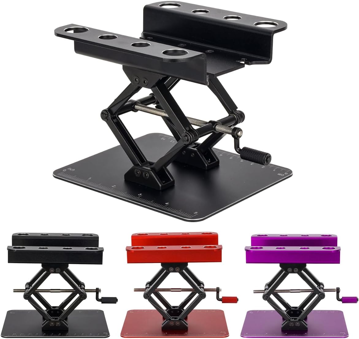 RC Car Work Stand Aluminum Repair Workstation Lift Lower for Traxxas TRX4 Axial Arrma Redcat Losi 1/8 1/10 1/12 1/14 1/16 1/18 1/24 RC Car (Black)