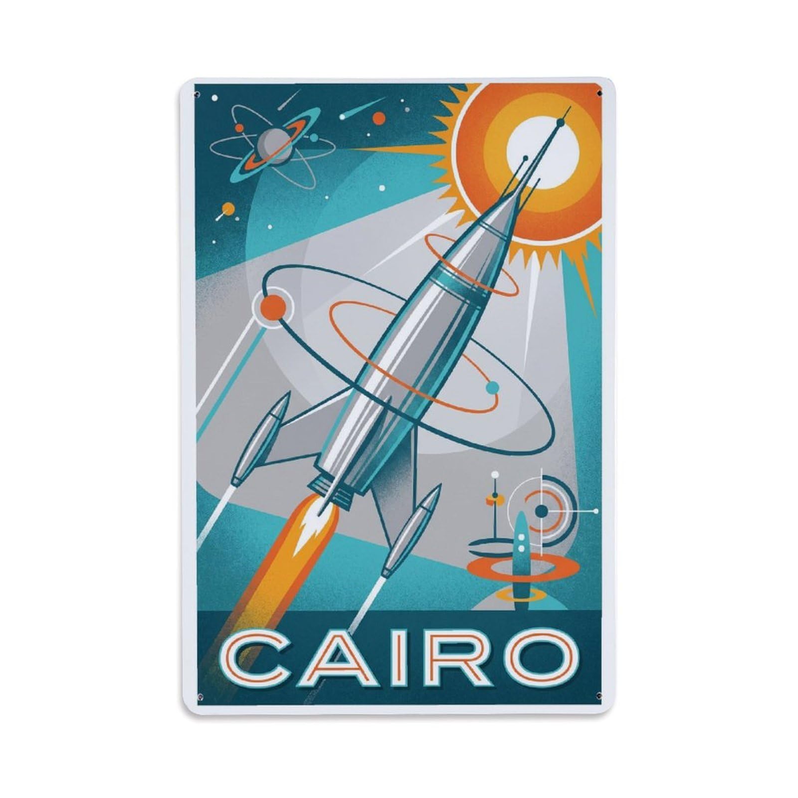 Gead 8X12inch Style Vintage Travel Cairo Tower Metal Tin Sign