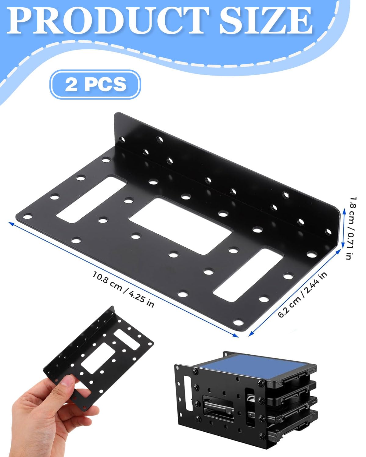 2 pezzi Telaio di Montaggio per Dischi Rigidi da 2,5" Adattatore da SSD a 3,5" Telaio Rimovibile di Montaggio Staffe Guide Incluse Viti