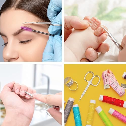 Miniatura 6 de AOMIG Tijeras de cutícula para uñas, 2 piezas afiladas curvadas multiusos de acero inoxidable tijeras de belleza cortador de manicura para uñas,