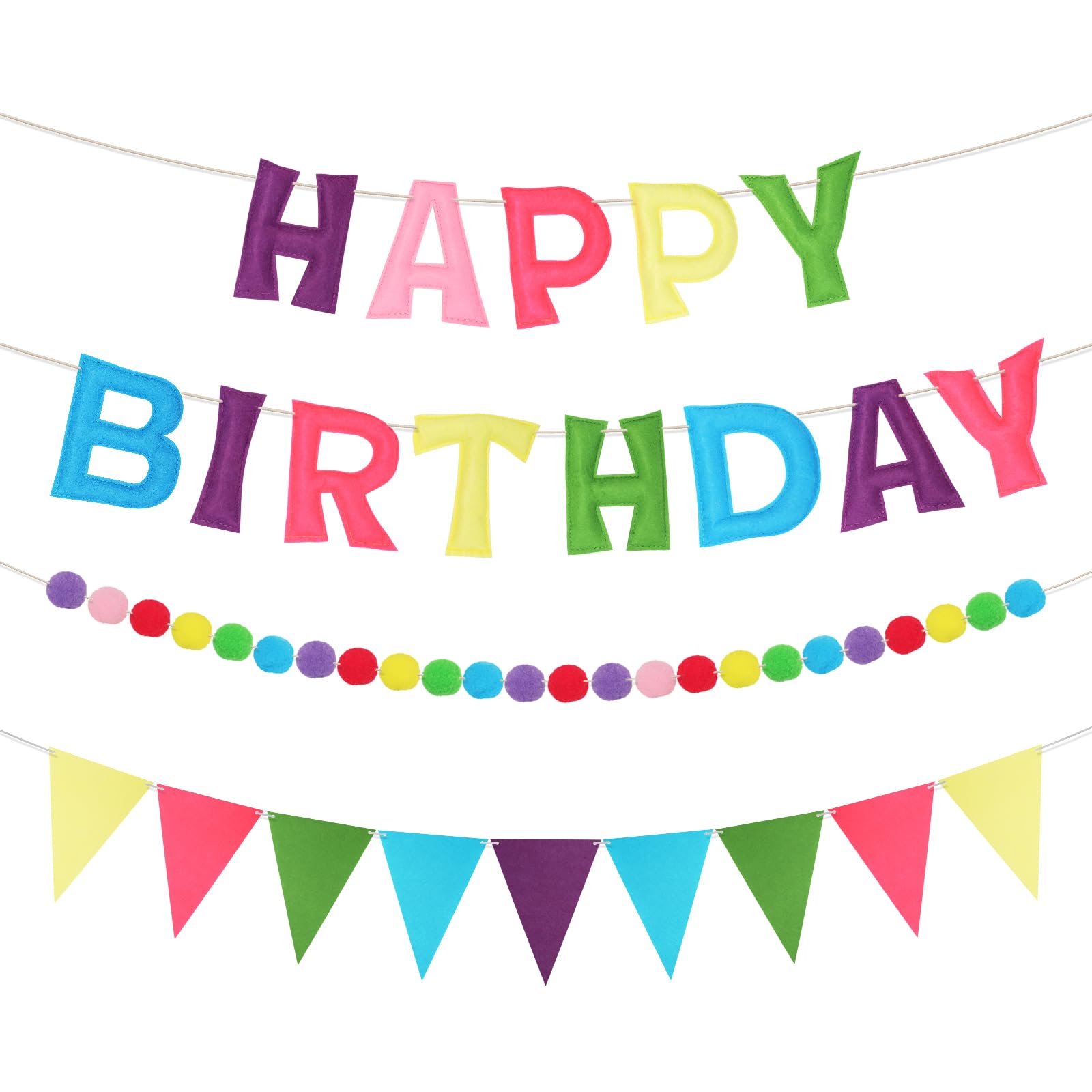 3D Party Decoration Kaluofan Happy Birthday Banner Reusable Decoration