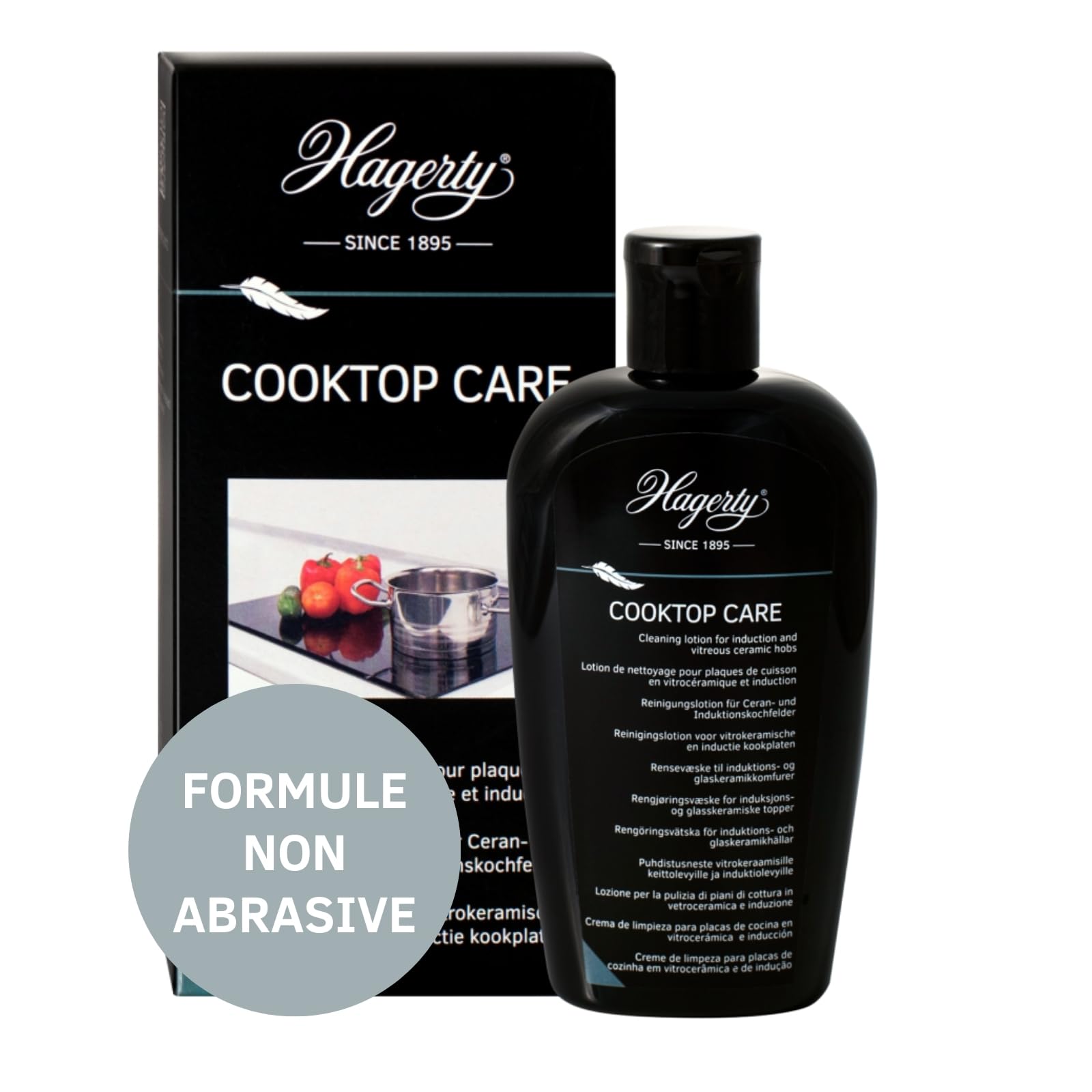 Hagerty Cooktop Care Produit d'entretien plaques de cuisson 250 ml I Convient aux plaques de cuisson en vitrocéramique et à induction I Formule a base de terre de diatomée I Nettoyage et protection