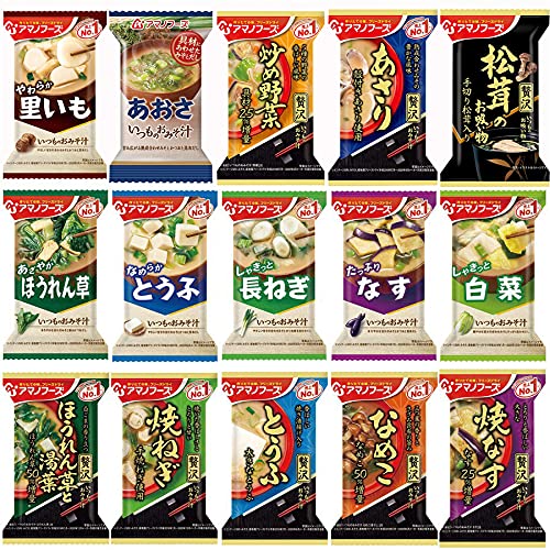 Amano Foods Freeze-Dried Miso Soup Set of 15 Different Kinds 30 Pieces