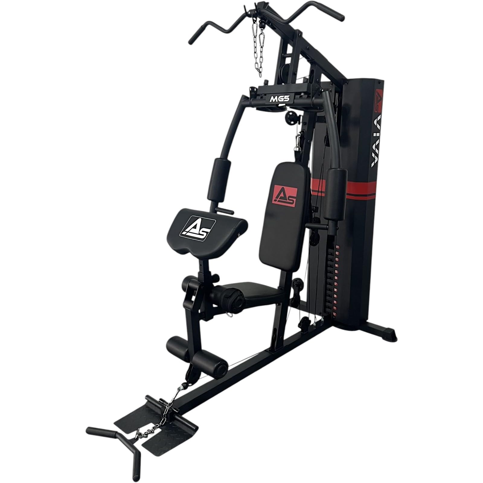 AsVIVA MG5 Pro Kraftstation – Home Gym Multigym mit 73 kg Gewichtsblock, Kabelzugstation, Latzugstation, Butterfly, Beintraining, Ganzkörpertrainer bis 130 kg