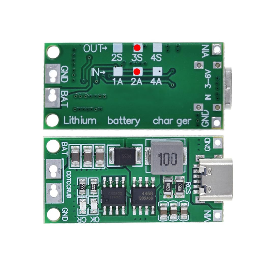 HiLetgo 2pcs Multi-Cell 2S 3S 4S USB-C to 8.4V 12.6V 16.8V (3S 2A) Step-Up Boost LiPo Polymer Li-Ion Charger Board 7.4V 11.1V 14.8V 18650 Lithium Battery Boost Module Type-C-image-8