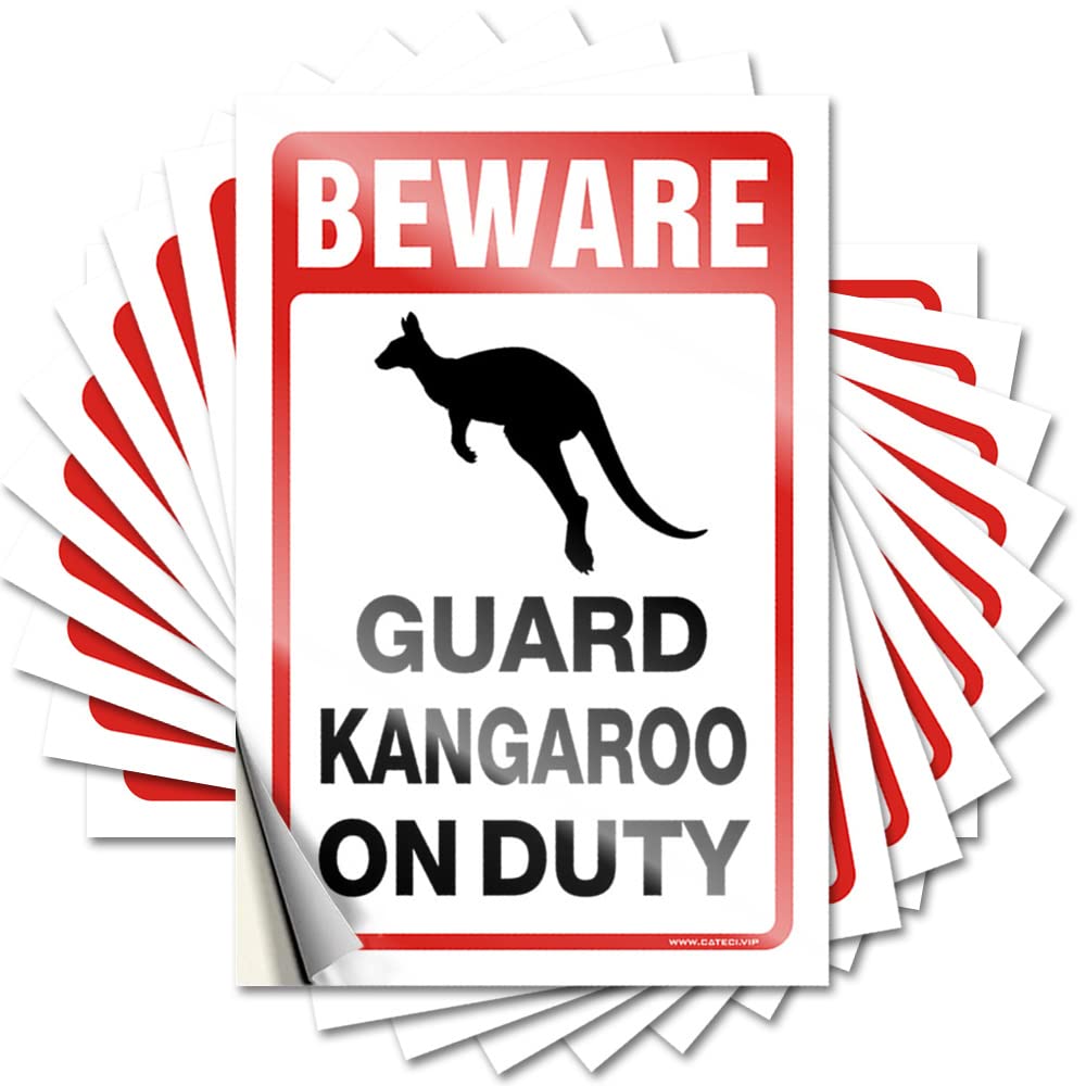 Label Reading Nook Decor Bar Vintage Teacher Appreciation Bulk Sticky Back - Beware! Guard Kangaroo On Duty Wall Peel and Stick