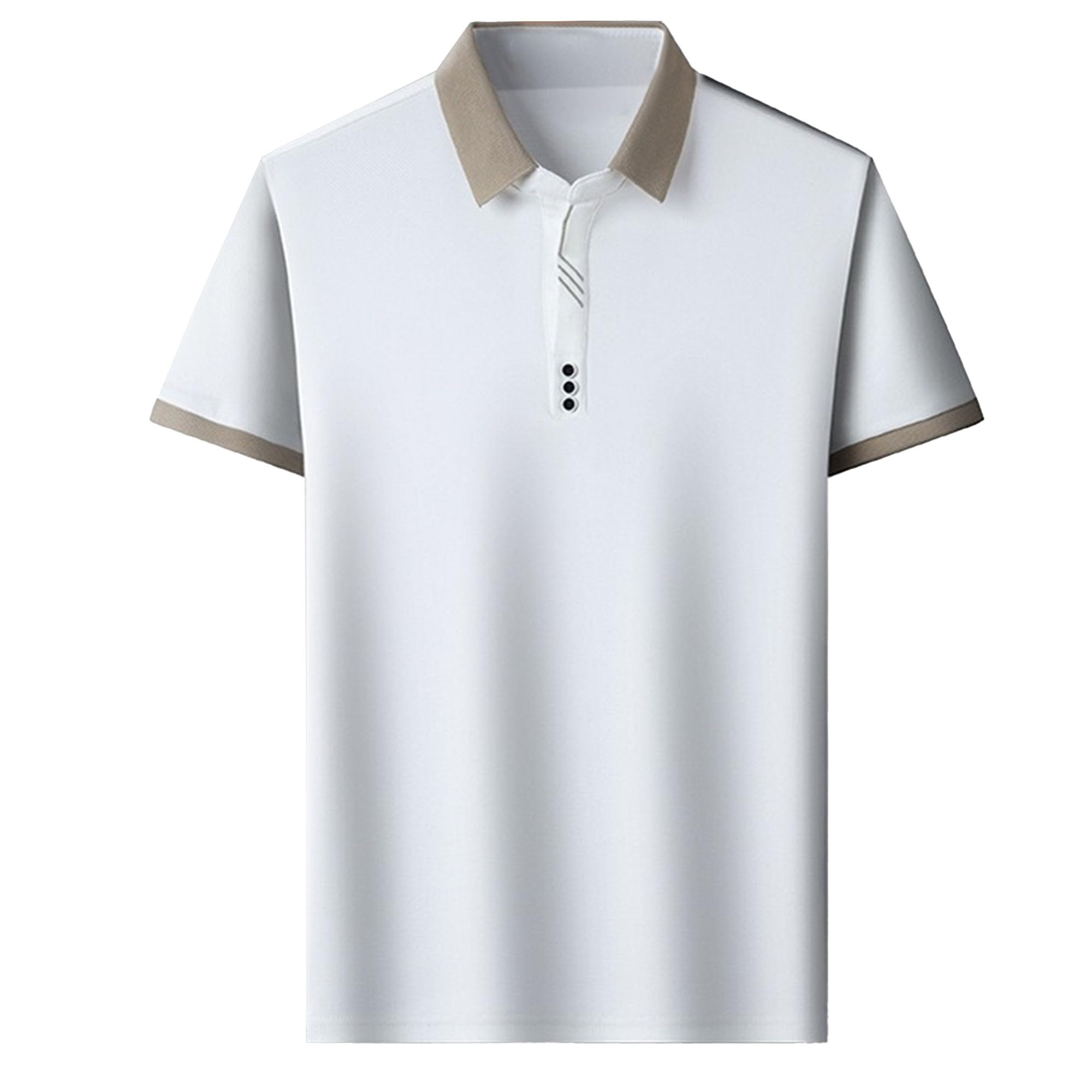 Men Casual Breathable Business T Shirt Classic Solid Trendy Lapel Polo Shirts Summer Quarter Button Pullover Tops (White,3X-Large)