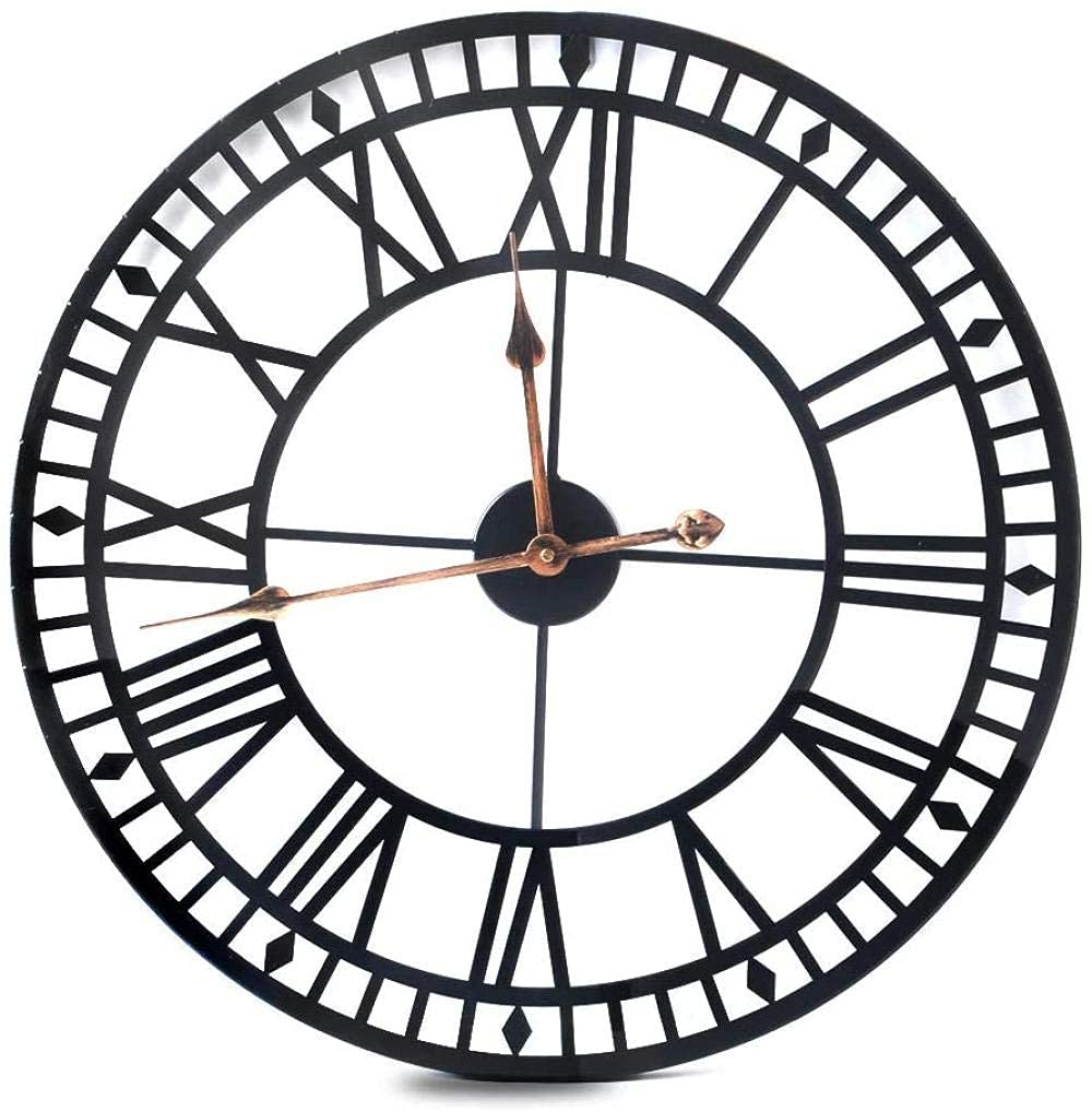 Home Clock 60cm Large Round metal wall clock Large clock Garden Outdoor Wall Clock Antique Vintage RStyle Roman Numerals