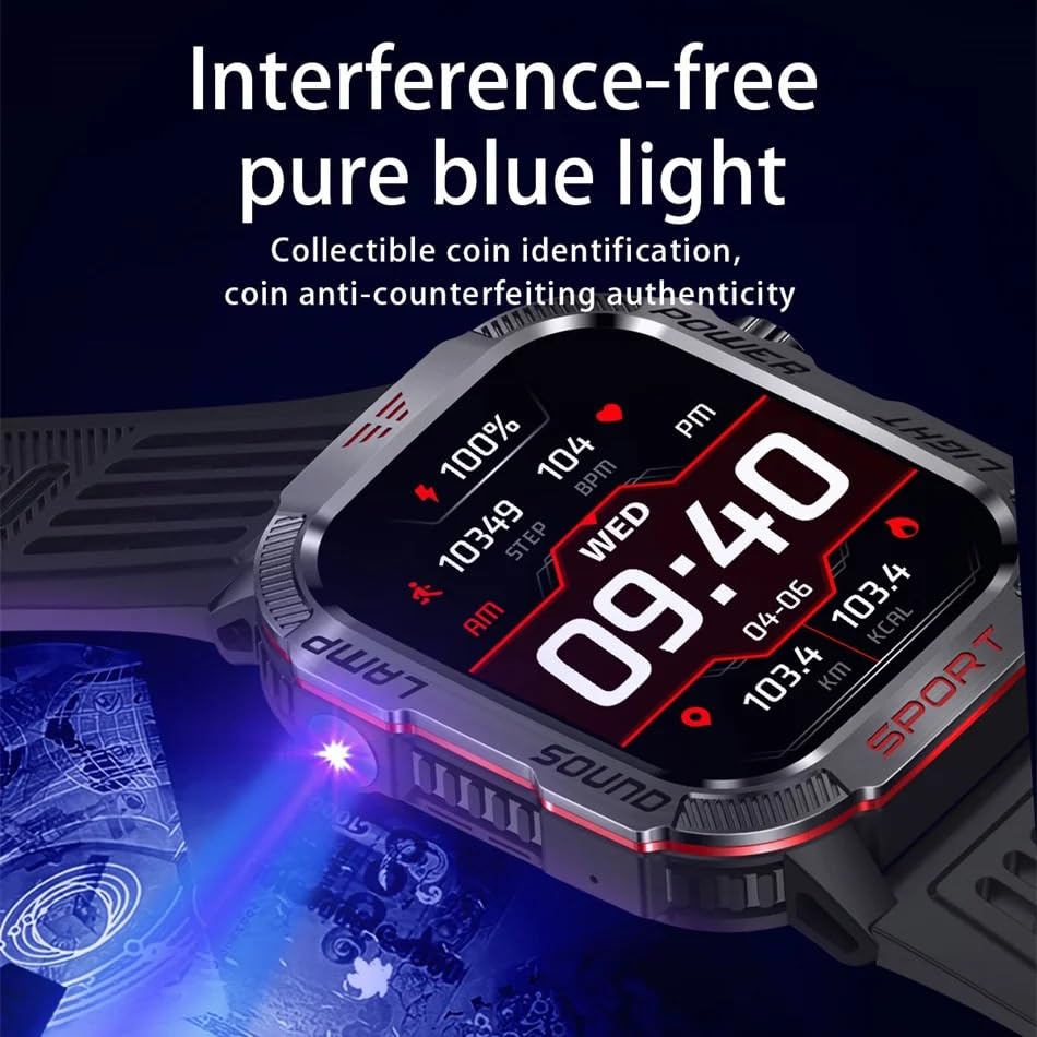 Dla Huawei Smart Watch dla Xiaomi wojskowy GPS inteligentny zegarek męski latarka kompas wodoodporny zewnętrzny sportowy tracker połączenia Bluetooth inteligentny zegarek (czarny silikonowy