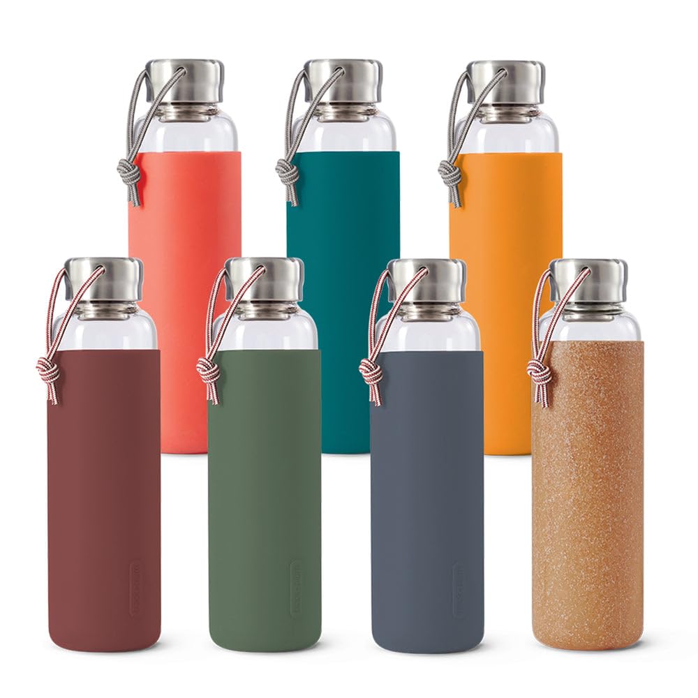 Amazon.com: BLACK + BLUM Travel Glass Water Bottle | Lightweight