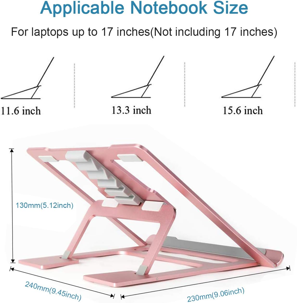 Adjustable Laptop Stand，Ventilated Portable Ergonomic Notebook Riser for Desk,Multi-Angle Adjustable Portable Anti-Slip Mount for MacBook, Surface Laptop, Notebook, 10"-17" Tablet