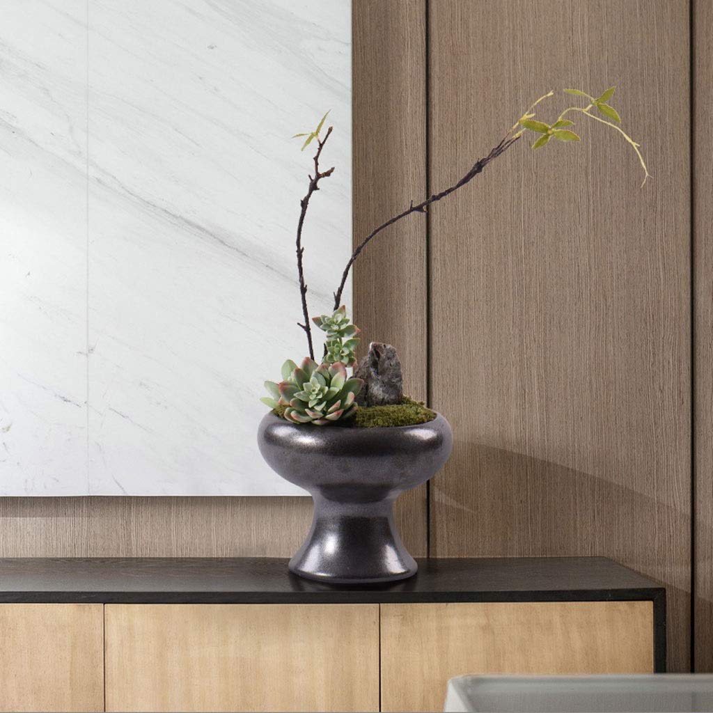 NGDFGR Handmade Chinese-Style Floral Bonsai Artificial Plant, Ceramic Flower Pot Artificial Potted Plant, Zen-Home Hotel Villa Artificial Green Plant Artificial Bonsai Fake Plan
