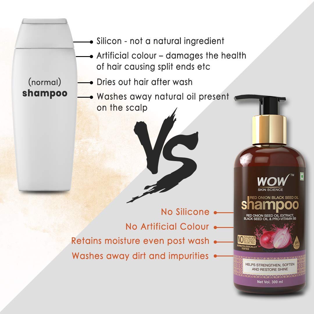 WOW Skin Science Onion Shampoo for Hair Growth and Hair Fall Control With Red Onion Seed Oil