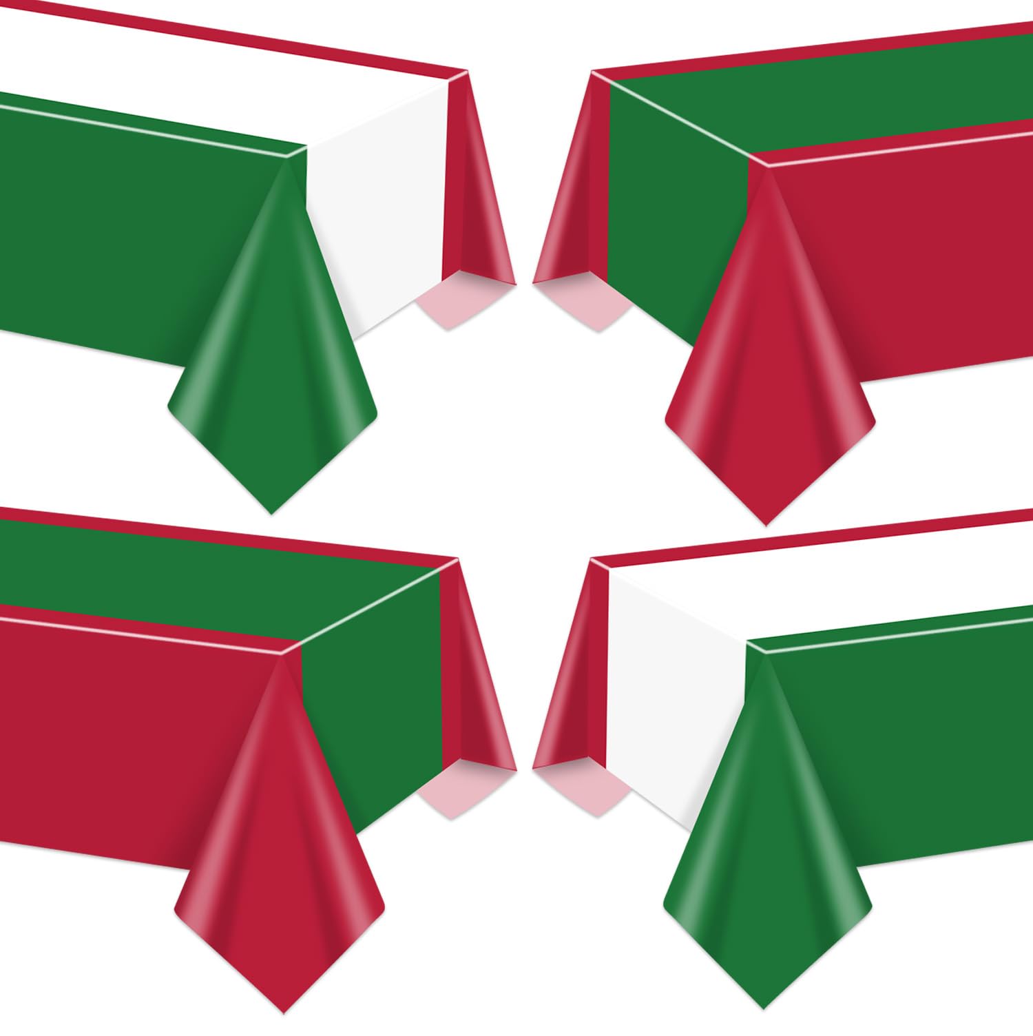 4 Pcs Red Green White Striped Christmas Tablecloths, New Year Decorations