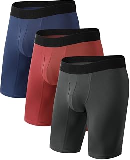 Men's Long Boxer Briefs Performance Long Leg Sports Boxer Brief Underwear Multipack