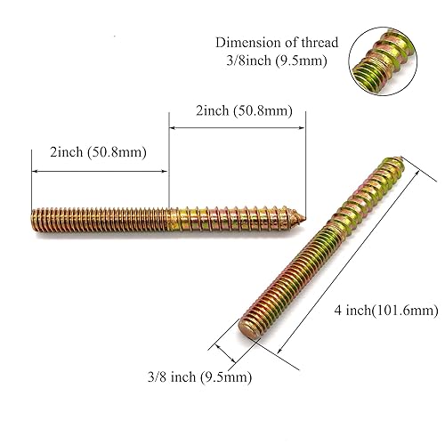 Miniatura 37 de Paquete de 8 pernos de suspensión de 5/16-18 x 4 pulgadas, pernos de doble cabeza de 5/16-18 pulgadas, tornillos de clavija de madera 5/16