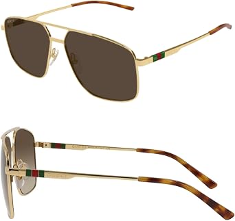 Gucci GG1676S Web Stripe & Lettering Logo Navigator Shape Sunglasses wih Luxury Eyewear Kit