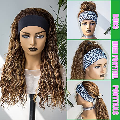 Highlight Water Wave Headband Wig Human Hair Ombre P4/30 Color Brazilian Virgin Hair 220% Density Glueless Machine Made Non Lace Headband Wigs For Black Women 20inch