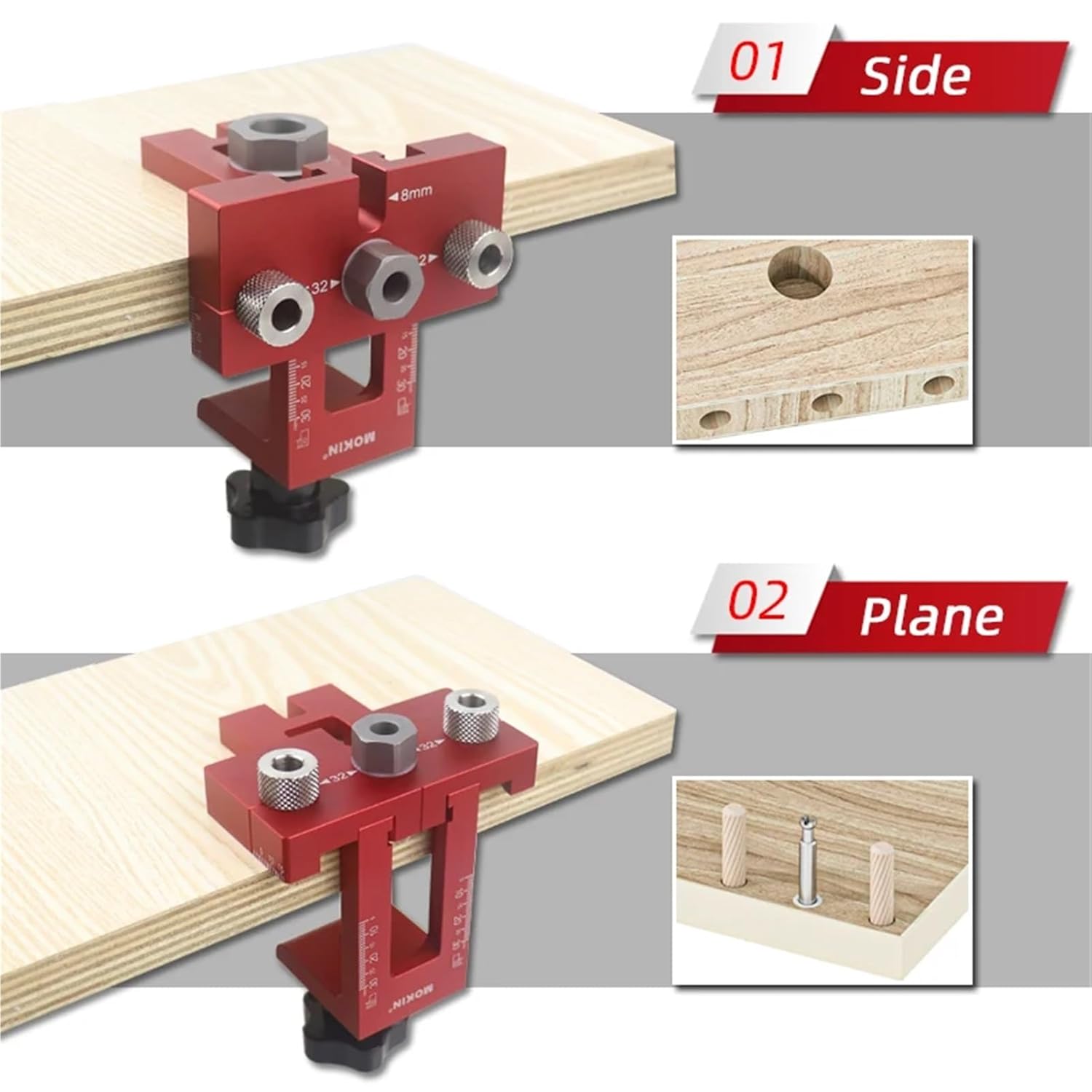 3-in-1 Woodworking Doweling Jig Kit with Pocket Hole & Vertical Drill Guide(Type-F)