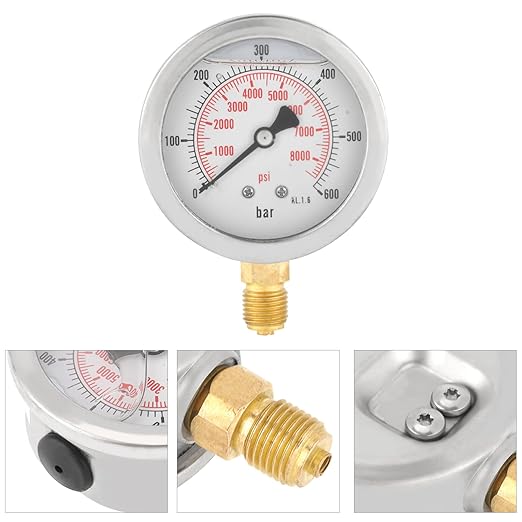 Manómetro Hidráulico Garosa 0-600 Bar, Metal, para Sistemas Hidráulicos y Automotriz miniatura 4