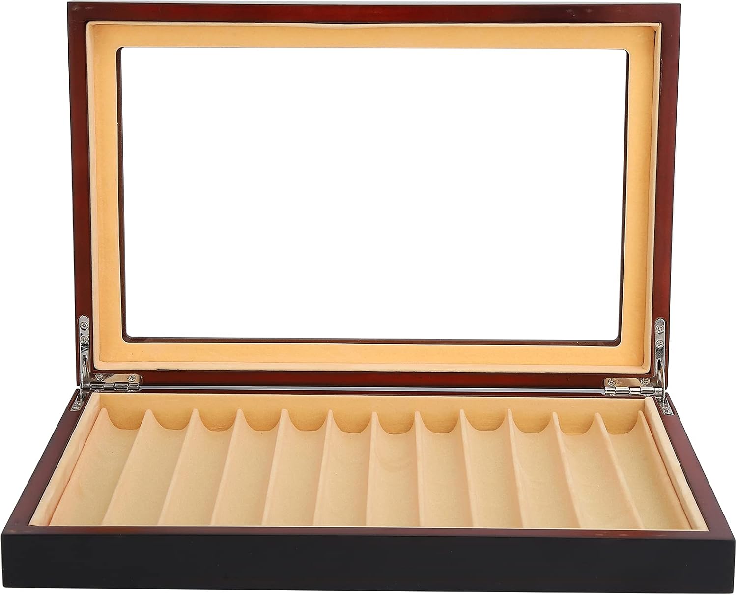FCHMY Pen Display Case Pen Collection Box Top Glass Window Wooden